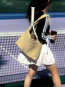 (아몬드 베이지) 라지 호보 백 - 테네라 핸드워브 스웨이드 컬렉션