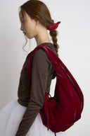 (Velvet Red)Ballet Ring Hobo Shoulder Bag-TENERA Velvet Collection