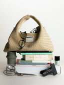 (Almond Beige)Small Hobo Bag-TENERA Handwoven Suede Collection
