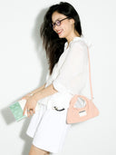 (Misty Pink)Mini Hobo Crossbody Bag-TENERA Handwoven Suede Collection