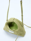 (Olive Green)Mini Hobo Crossbody Bag-TENERA Handwoven Suede Collection