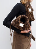 (Leopard Print)Eco Fur Mini Hobo-TENERA Faux Fur Collection