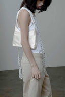 (Pearl White)TENERA Satin Shoulder Bag