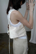(Pearl White)TENERA Satin Shoulder Bag