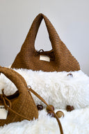 (Mocha Brown)Small Hobo Bag-TENERA Handwoven Suede Collection