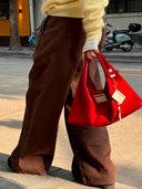 (Velvet Red)Velvet Pearl Beaded Phone Strap-TENERA Accessories Collection