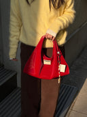 (Velvet Red)Velvet Pearl Beaded Phone Strap-TENERA Accessories Collection