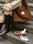 (Chocolate Brown)Hobo Shoulder Bag-TENERA Faux Fur Collection