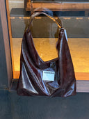 (oleaginous brown)Large Hobo Shoulder Bag-TENERA Velvet Collection - TENERA