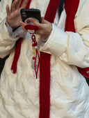 (Velvet Red)Velvet Pearl Beaded Phone Strap-TENERA Accessories Collection