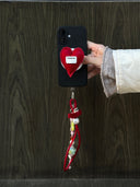 (Velvet Red)Velvet Pearl Beaded Phone Strap-TENERA Accessories Collection