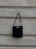 (Black)Mini Seude Pearl Bucket with Fringe-TENERA Boho Collection