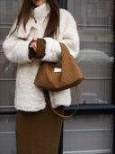 (Mocha Brown)Small Hobo Bag-TENERA Handwoven Suede Collection