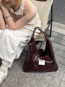 (oleaginous brown)Large Hobo Shoulder Bag-TENERA Velvet Collection - TENERA