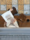 (Brown)Mini Seude Pearl Bucket with Fringe-TENERA Boho Collection