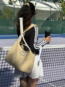 (아몬드 베이지) 라지 호보 백 - 테네라 핸드워브 스웨이드 컬렉션