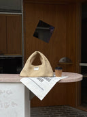 (아몬드 베이지) 스몰 호보백 - 테네라 핸드워브 스웨이드 컬렉션