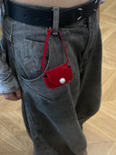 (Velvet Red)Velvet Pearl Earphone Pouch-TENERA Accessories Collection