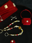 (Velvet Red)Velvet Pearl Earphone Pouch-TENERA Accessories Collection