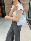 (Mist Blue)Nylon Bucket Rose Bag-TENERA Recycled Nylon - TENERA