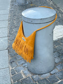 (Caramel Brown)Suede Fringe Baguette Bag-TENERA Boho Collection