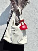 (White)Large Hobo Shoulder Bag-TENERA Velvet Collection - TENERA