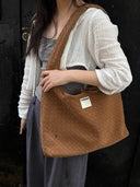 (Mocha Brown)Large Hobo Bag-TENERA Handwoven Suede Collection - TENERA