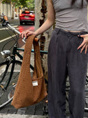 (Mocha Brown)Large Hobo Bag-TENERA Handwoven Suede Collection - TENERA