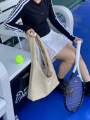 (아몬드 베이지) 라지 호보 백 - 테네라 핸드워브 스웨이드 컬렉션