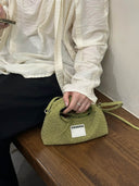 (Olive Green)Mini Hobo Crossbody Bag-TENERA Handwoven Suede Collection - TENERA