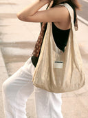 (Gold Shimmer Linen)Ballerina Linen Shoulder Bag-TENERA Ballerina Collection - TENERA