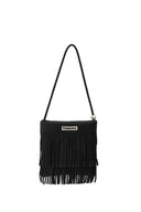 (Black)Mini Seude Pearl Bucket with Fringe-TENERA Boho Collection