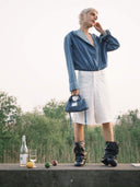 (Denim Blue)Mini Hobo Bag-TENERA Denim Collection - TENERA