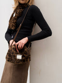 (Leopard Print)Eco Fur Mini Hobo-TENERA Faux Fur Collection