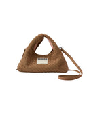 (Mocha Brown)Mini Hobo Crossbody Bag-TENERA Handwoven Suede Collection