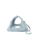 (Ash Blue)Mini Hobo Crossbody Bag-TENERA Handwoven Suede Collection