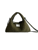(Moss Green)Small Hobo Bag-TENERA Handwoven Suede Collection