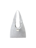 TENERA Ash Blue Still Life Suede Hobo Shoulder Bag