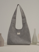 TENERA Ash Blue Still Life Suede Hobo Shoulder Bag