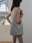 TENERA Ash Blue Still Life Suede Hobo Shoulder Bag