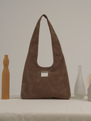 TENERA Brown Still Life Suede Hobo Shoulder Bag